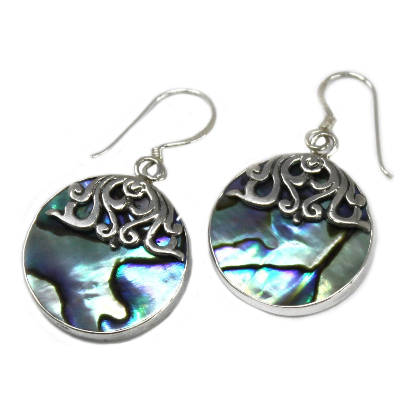 Shell & Silver Earrings - Classic Disc - Abalone - Ashton and Finch