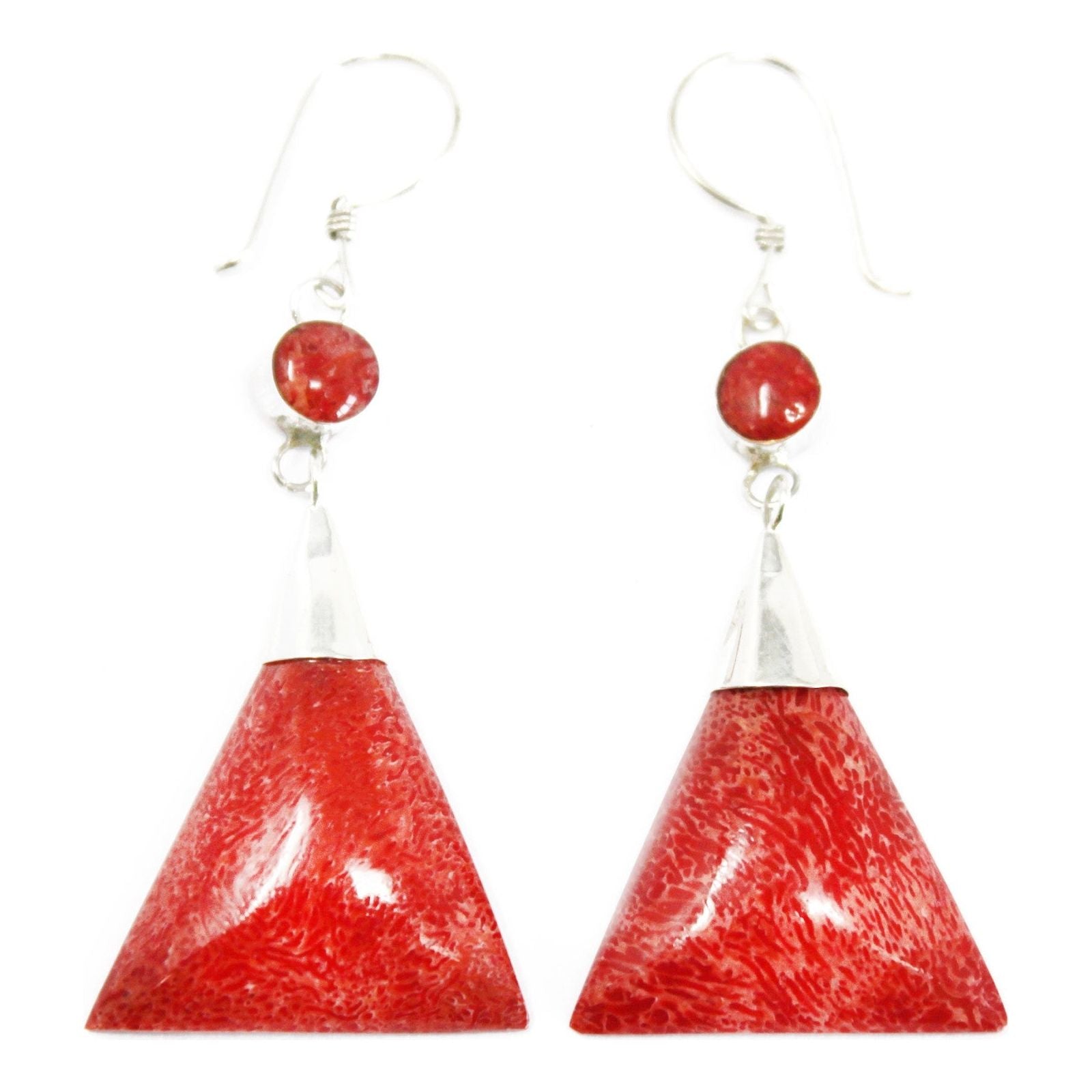 Triangle Double Drop 925 Silver Earrings - Ashton and Finch