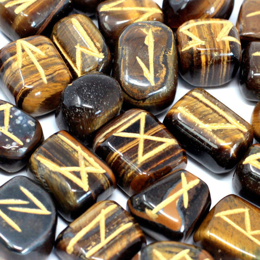 Runes Stone Set in Pouch - Tiger Eye - Ashton and Finch