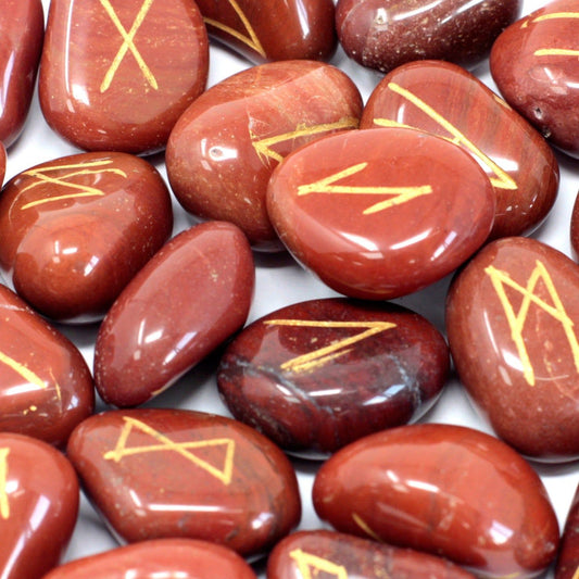 Runes Stone Set in Pouch - Red Jasper - Ashton and Finch