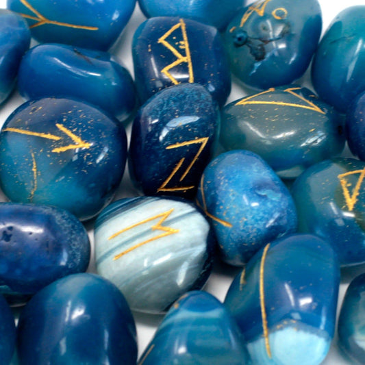 Runes Stone Set in Pouch - Blue Onyx - Ashton and Finch