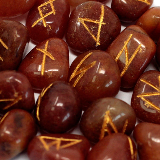 Runes Stone Set in Pouch- Red Aventurine - Ashton and Finch