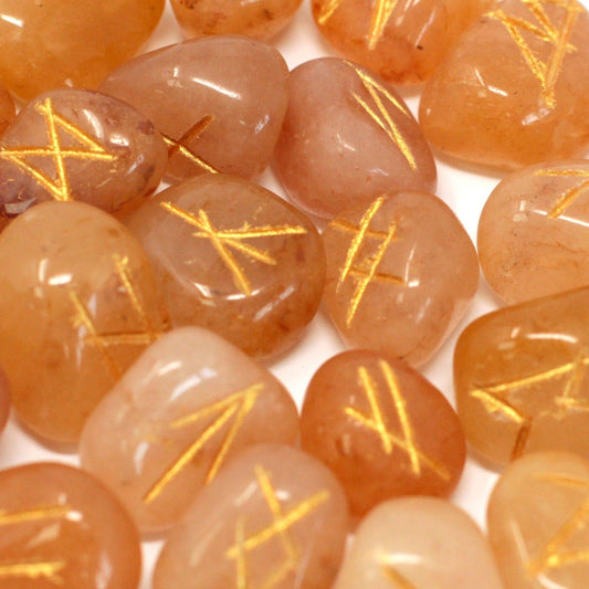 Runes Stone Set in Pouch- Yellow Aventurine - Ashton and Finch
