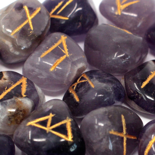Runes Stone Set in Pouch - Amethyst - Ashton and Finch
