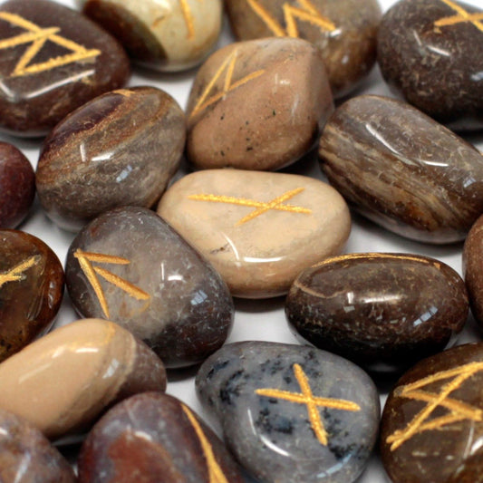 Runes Stone Set in Pouch - Fancy Jasper - Ashton and Finch