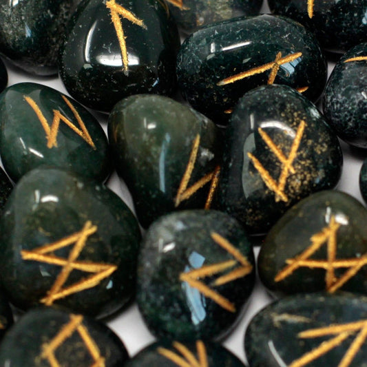 Runes Stone Set in Pouch - Bloodstone - Ashton and Finch