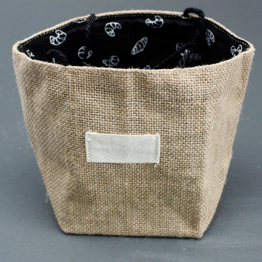 Natural Jute Cotton Gift Bag - Black Lining - Large - Ashton and Finch