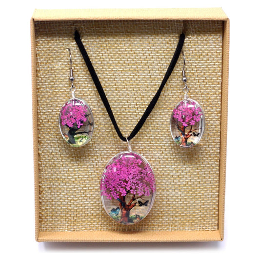 Pressed Flowers - Tree of Life set - Bright Pink - Ashton and Finch