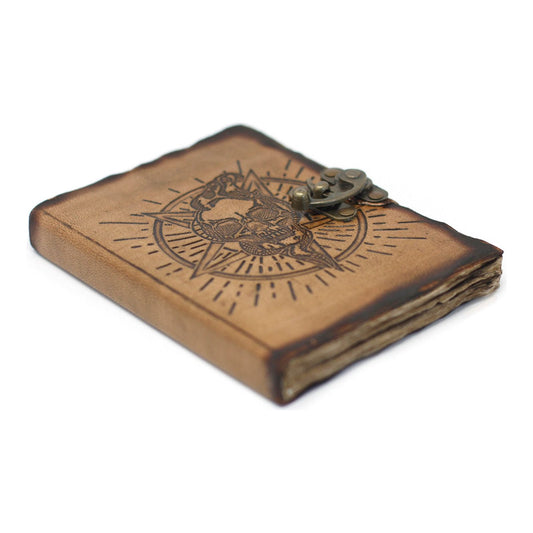 Leather Pentagon & Skull with Burns Detail Notebook (7x5") - Ashton and Finch