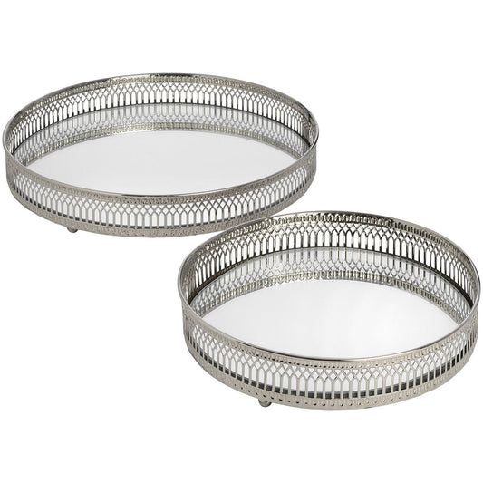 Set Of Two Circular Nickle Trays - Ashton and Finch