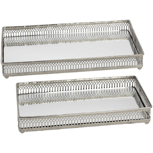 Set of Rectangular Nickel Plated Trays - Ashton and Finch