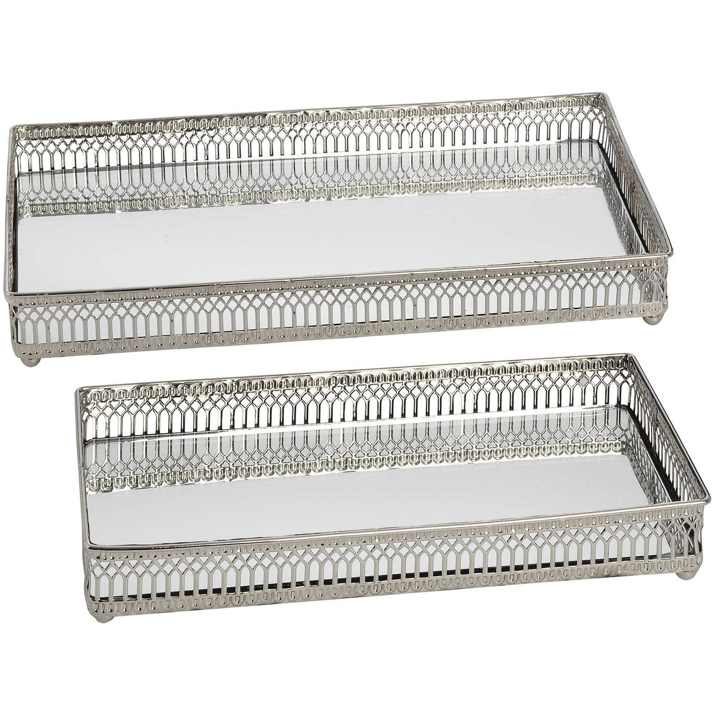 Set of Rectangular Nickel Plated Trays - Ashton and Finch