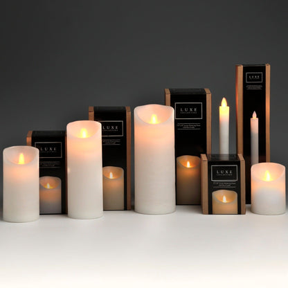 Luxe Collection 3.5 x9 White Flickering Flame LED Wax Candle - Ashton and Finch