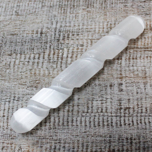 Selenite Spiral Wand - 16 cm ( Round Both Ends) - Ashton and Finch