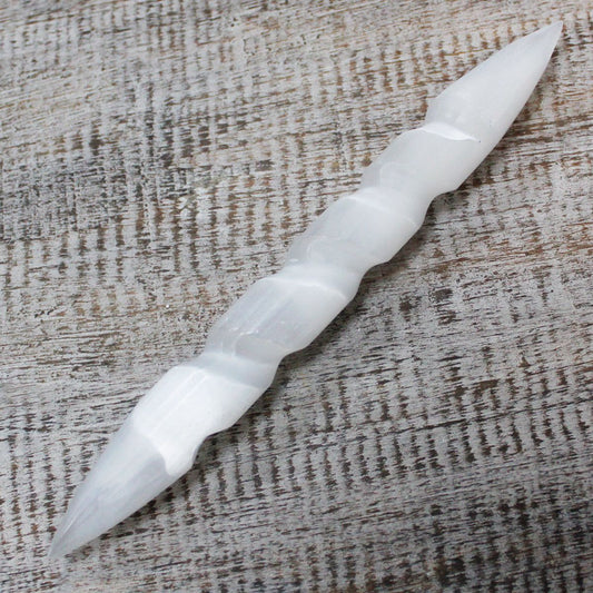 Selenite Spiral Wands - 16 cm (Point Both Ends) - Ashton and Finch