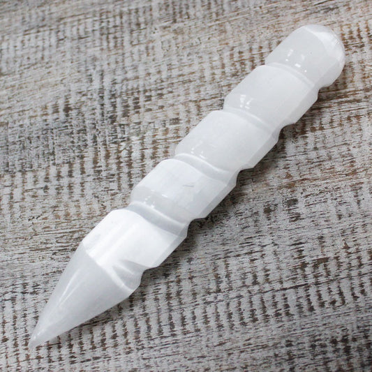 Selenite Spiral Wands - 16 cm (Point One Ends) - Ashton and Finch