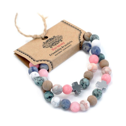 Set of 2 Gemstones Friendship Bracelets - Harmony - Rainbow Gemstones - Ashton and Finch