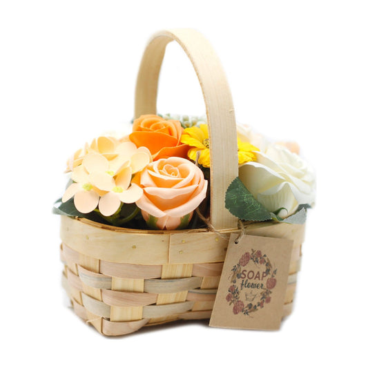 Medium Orange Soap Bouquet in Wicker Basket - Ashton and Finch