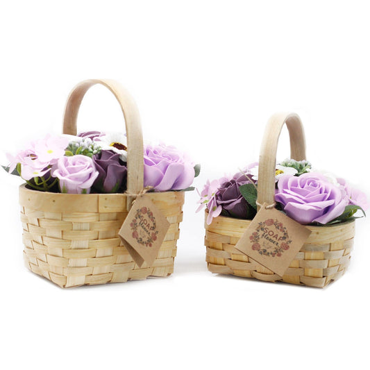 Medium Lilac Soap Bouquet in Wicker Basket - Ashton and Finch