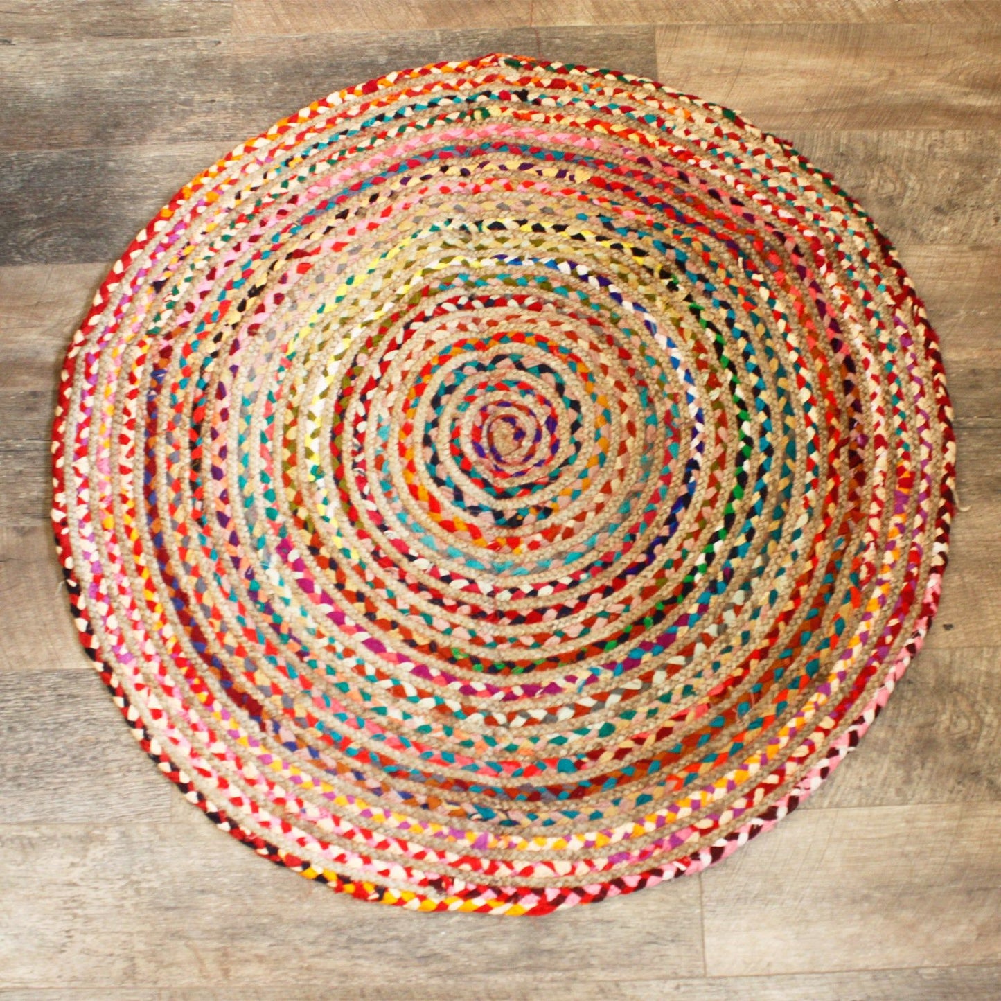 Round Jute and Recycled Cotton Rug - 120 cm - Ashton and Finch
