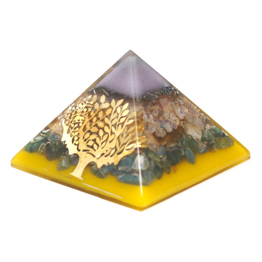 Lrg Organite Pyramid 70mm - Tree（gold base) - Ashton and Finch