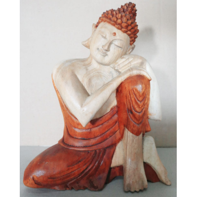 Hand Carved Buddha Statue - 25cm Thinking - Ashton and Finch