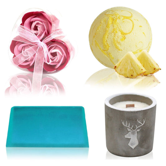 Bath Bomb, Soap Flower, Soap and Candle Set - Ashton and Finch