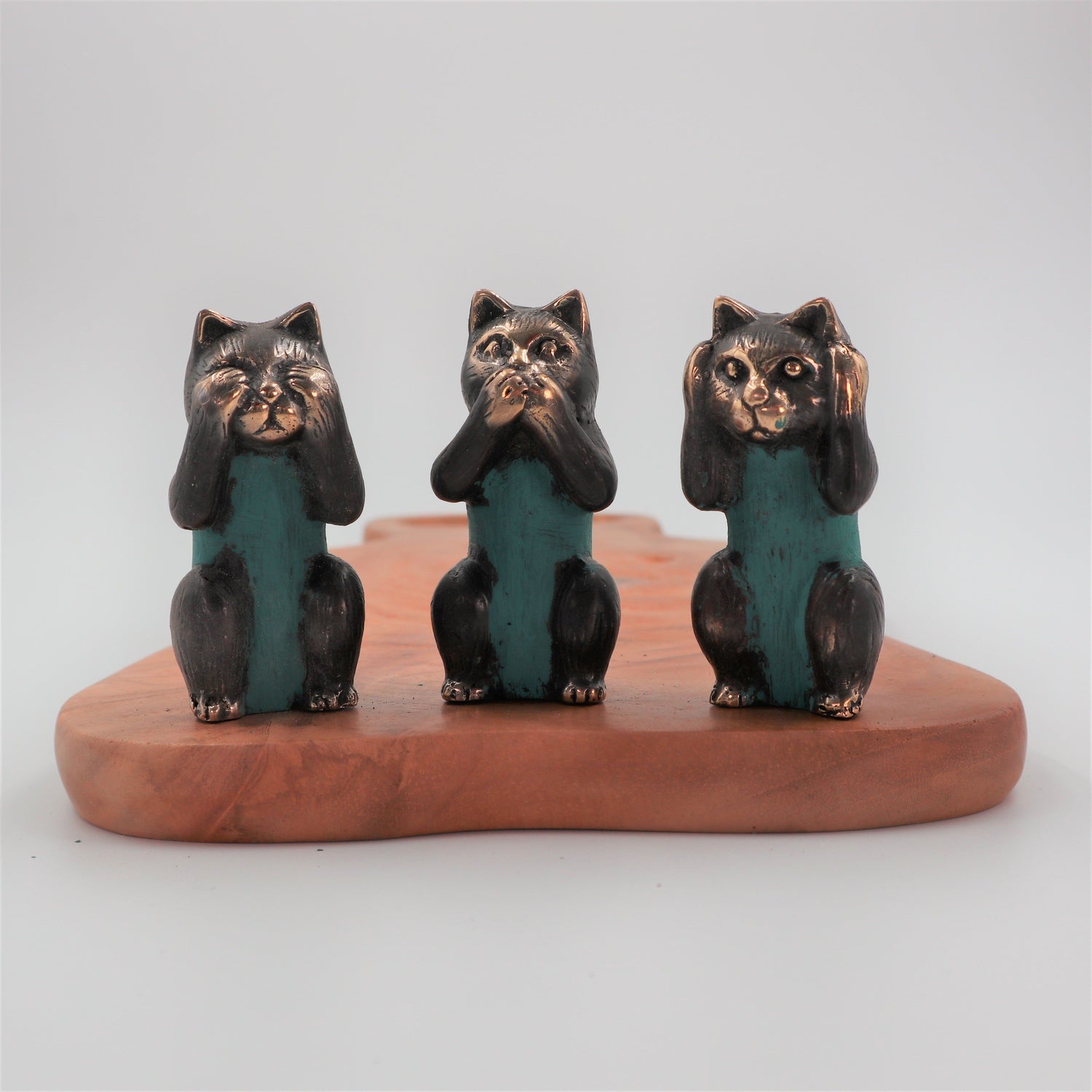 Set of 3 - See No, Hear No, Speak No Evil - Brass Cats - Ashton and Finch