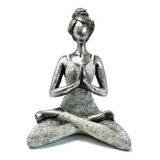 Yoga Lady Figure - Silver & White 24cm - Ashton and Finch