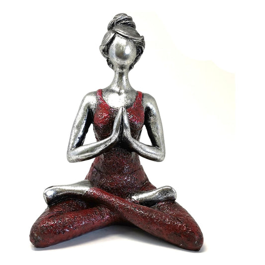 Yoga Lady Figure - Silver & Bordeaux 24cm - Ashton and Finch