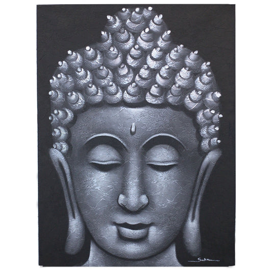 Buddha Painting - Grey Brocade Detail - Ashton and Finch