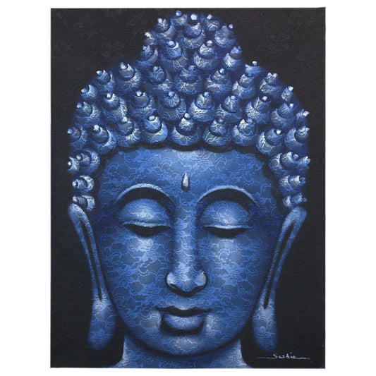 Buddha Painting - Blue Brocade Detail - Ashton and Finch