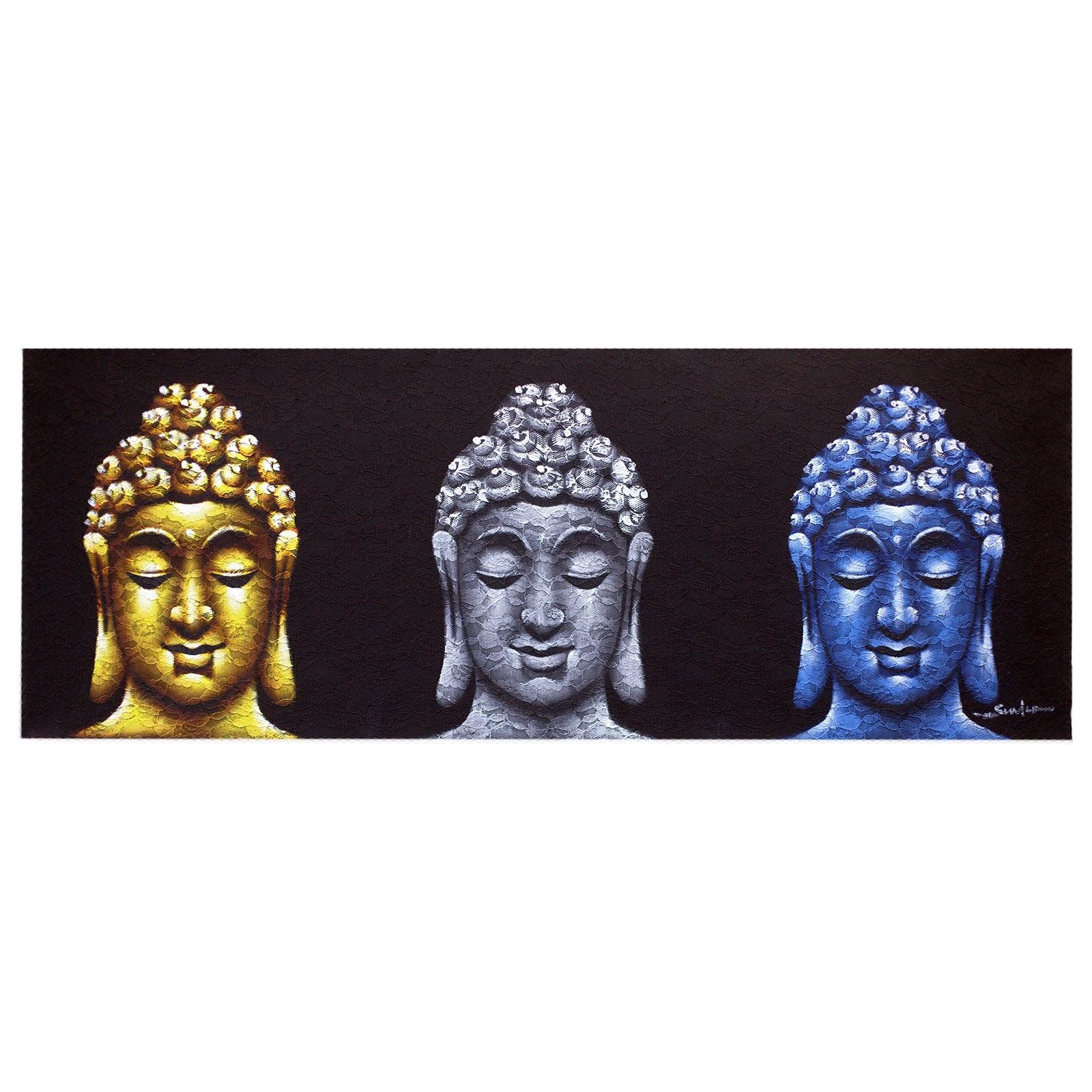 Buddha Painting - Three Heads Black - Ashton and Finch