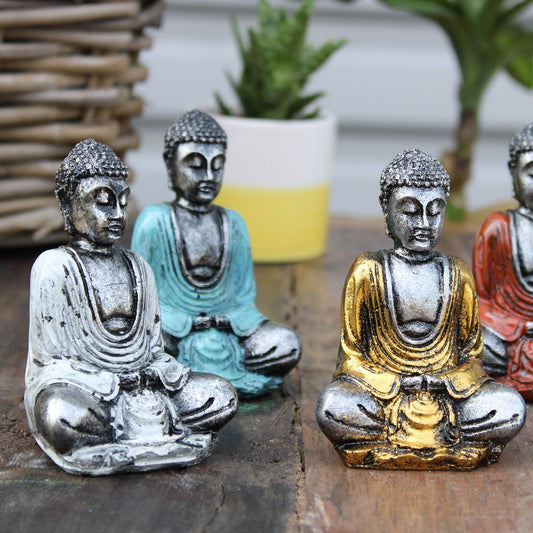 6 x Silver Mini Buddha (Assorted Colours) - Ashton and Finch