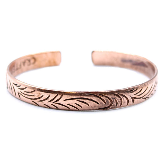 Copper Tibetan Bracelet - Slim Tribal Swirls - Ashton and Finch