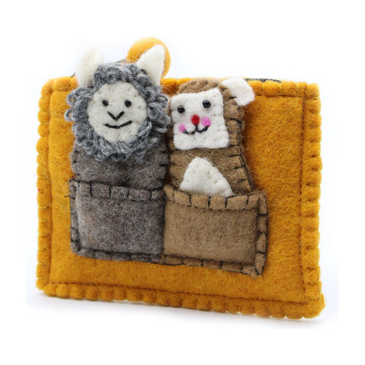 Pouch with Finger Puppets - Bear & Sheep - Ashton and Finch