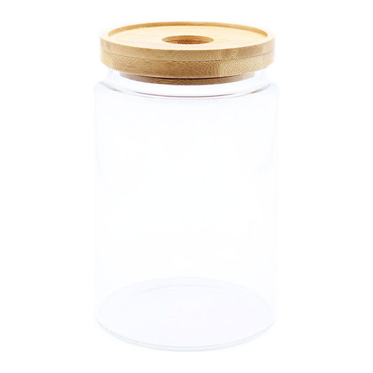 Cottage Bamboo Glass Jar - 15cm - Ashton and Finch
