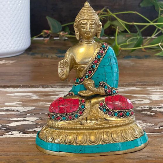 Brass Buddha Figure - Blessing - 15cm - Ashton and Finch