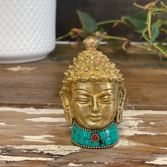 Brass Buddha Figure - Med Head - 8 cm - Ashton and Finch