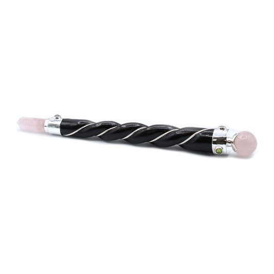 Twisted Healing Wand - Silver Rose Quartz Sphere - Ashton and Finch