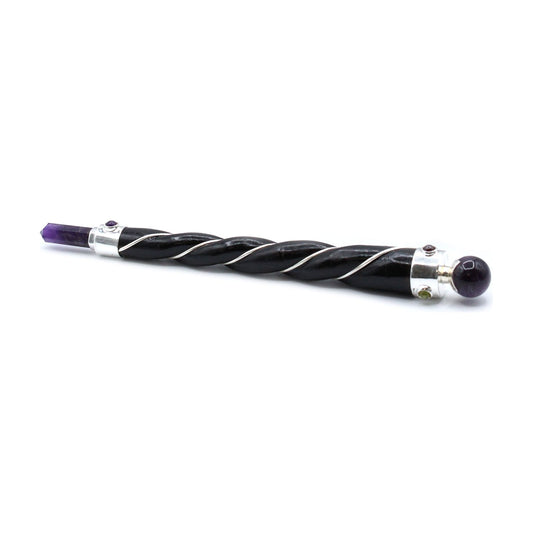 Twisted Healing Wand - Silver Amethyst Sphere - Ashton and Finch
