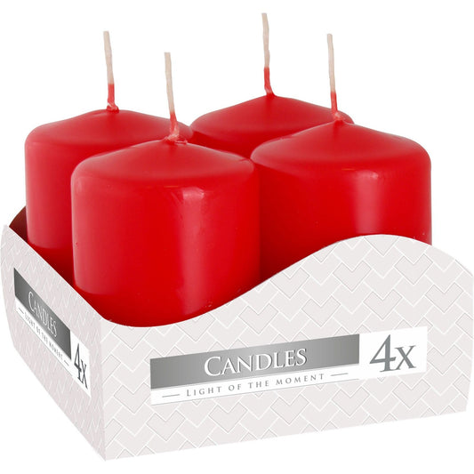 Set of 4 Pillar Candles 40x60mm - Red - Ashton and Finch