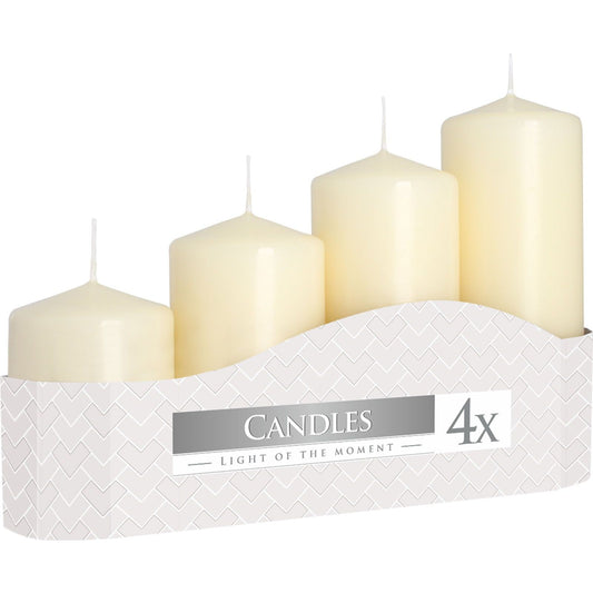 Set of 4 Pillar Candles 50mm (11/16/22/33H) - Ivory - Ashton and Finch