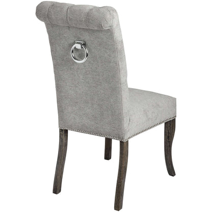 Silver Roll Top Dining Chair With Ring Pull - Ashton and Finch