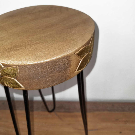 Albasia Wood Plant Stand - Natural & gold detail - Ashton and Finch