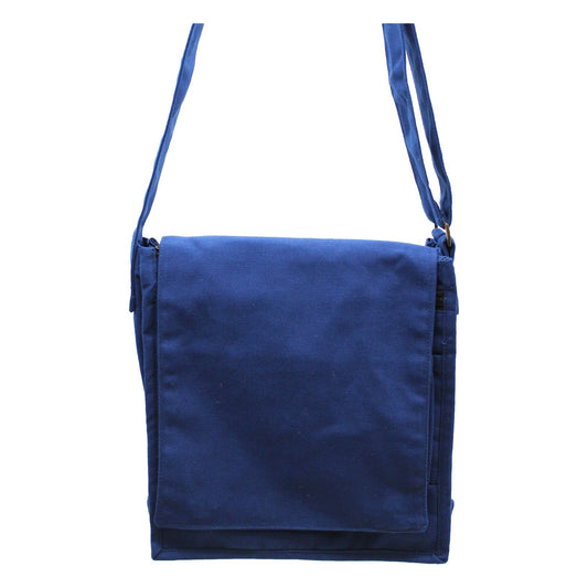 Cotton Canvas Messenger Bag - Navy Blue - Ashton and Finch
