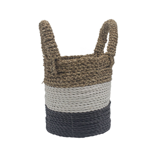 Seagrass Basket Set - Dark Grey / White / Natural - Ashton and Finch