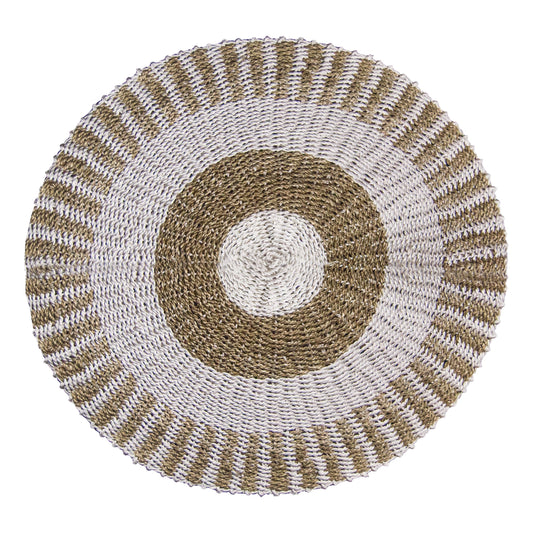 Round Seagrass White & Tan Rug - Sun - 1m - Ashton and Finch