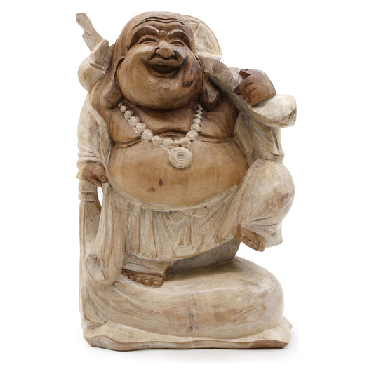 Happy Buddha Bring Wood - Whitewash 30cm - Ashton and Finch