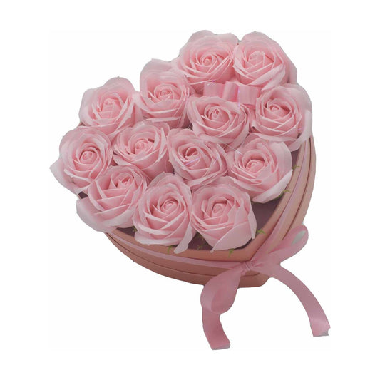 Soap Flower Gift Bouquet - 13 Pink Roses - Heart - Ashton and Finch